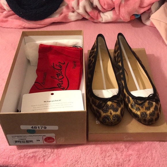 New Christian Louboutin leopard studded flat 39 New Christian Louboutin leopard studded flat 39